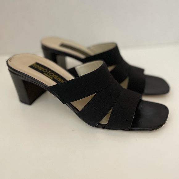 Renzo Fontanelli Firenze Nappa Black High Heel Sandals, Size 4A, Italy, GUC. - Picture 3 of 7